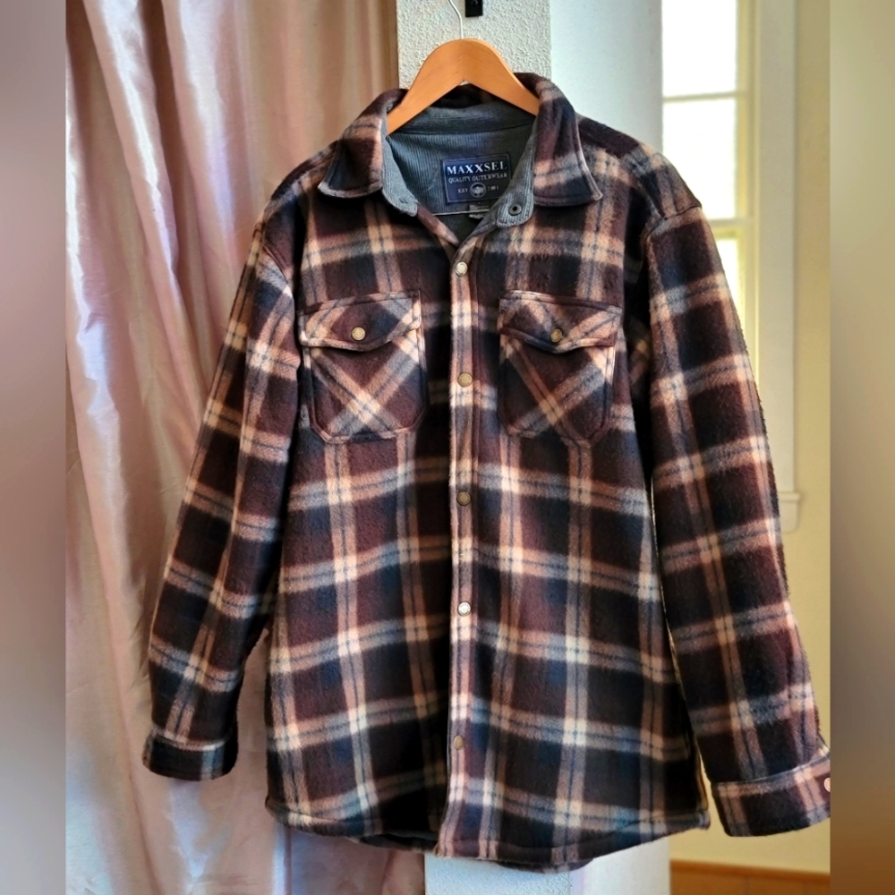 Maxxsel plaid fleece shacket jacket
